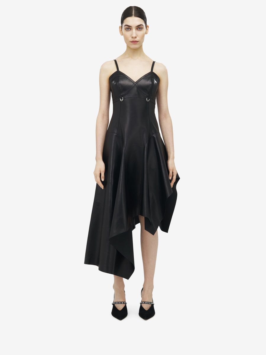 ALEXANDER MCQUEEN - Asymmetric Draped Leather Dress - Item 838610Q5AML1000